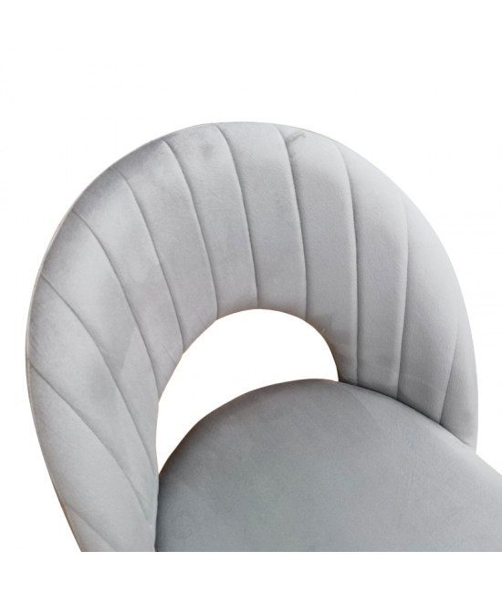 Καρέκλα Lovingo pakoworld βελούδο γκρι με μαύρα μεταλλικά πόδια 50x47x85.5εκ