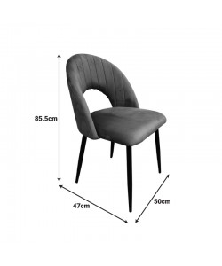 Καρέκλα Lovingo pakoworld βελούδο γκρι με μαύρα μεταλλικά πόδια 50x47x85.5εκ