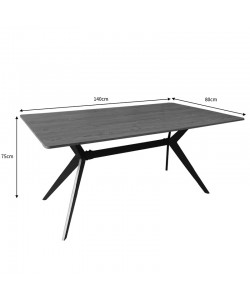 Τραπέζι Ezali pakoworld sonoma mdf με μαύρα μεταλλικά πόδια 140x80x75εκ