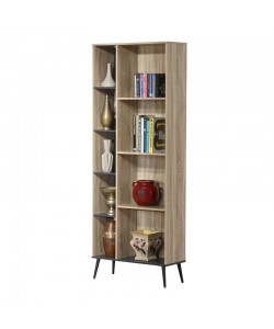 Βιβλιοθήκη Zezan pakoworld σε sonoma-ανθρακί απόχρωση 76.5x30x200.5εκ