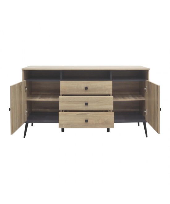 Μπουφές Zezan pakoworld σε sonoma-ανθρακί απόχρωση 140.5x41.5x80εκ