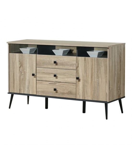 Μπουφές Zezan pakoworld σε sonoma-ανθρακί απόχρωση 140.5x41.5x80εκ