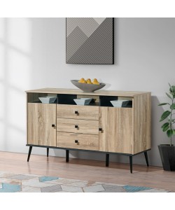 Μπουφές Zezan pakoworld σε sonoma-ανθρακί απόχρωση 140.5x41.5x80εκ