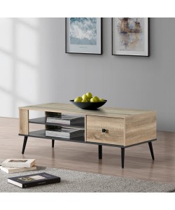 Τραπέζι σαλονιού Zezan pakoworld σε sonoma-ανθρακί απόχρωση 120x51x44.5εκ