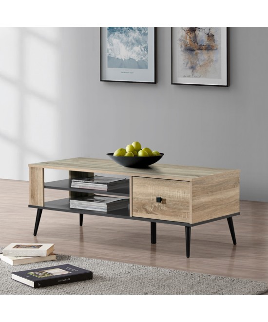 Τραπέζι σαλονιού Zezan pakoworld σε sonoma-ανθρακί απόχρωση 120x51x44.5εκ