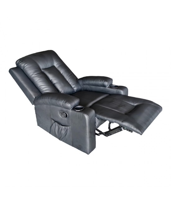 Πολυθρόνα relax με μηχανισμό massage Gessel pakoworld PU σε μαύρη απόχρωση 80x90x98εκ Πολυθρόνα relax με μηχανισμό massage Gessel pakoworld PU σε μαύρη απόχρωση 80x90x98εκ