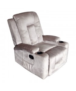 Πολυθρόνα relax Gessel pakoworld βελούδο σε γκρι απόχρωση 80x90x98εκ