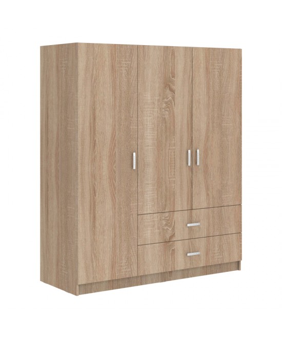 Ντουλάπα τρίφυλλη Royal pakoworld με συρτάρια sonoma 150x58x177εκ Ντουλάπα τρίφυλλη Royal pakoworld με συρτάρια sonoma 150x58x177εκ