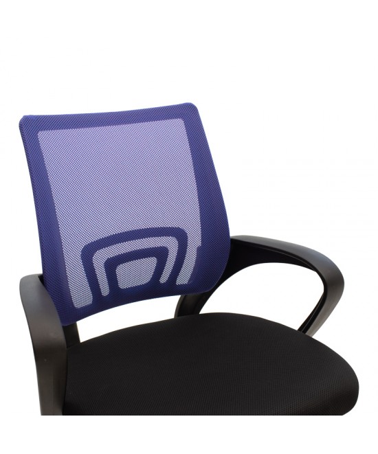 Καρέκλα γραφείου Berto II pakoworld με ανάκλιση ύφασμα mesh σε μπλε-μαύρη απόχρωση και βάση χρωμίου 60x48x85-95εκ