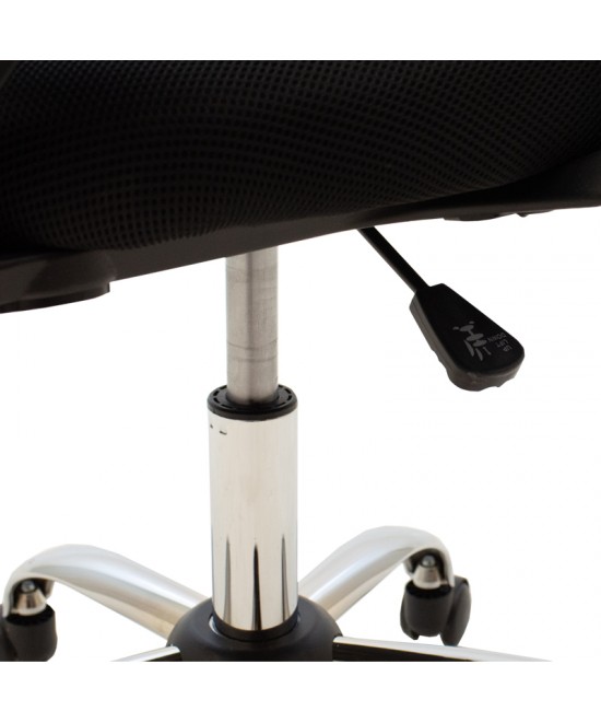 Καρέκλα γραφείου Berto II pakoworld με ανάκλιση ύφασμα mesh σε μπλε-μαύρη απόχρωση και βάση χρωμίου 60x48x85-95εκ