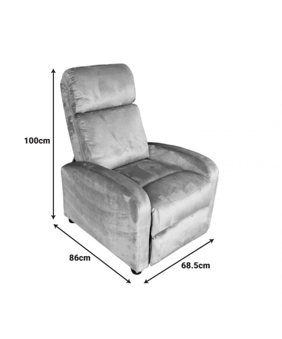 Πολυθρόνα relax Norva pakoworld βελούδο σε σάπιο μήλο απόχρωση 68.5x86x100εκ