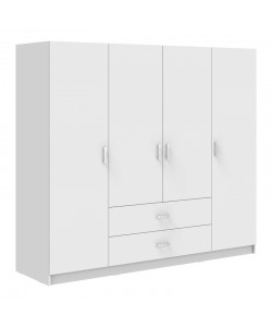 Ντουλάπα τετράφυλλη Royal pakoworld με συρτάρια λευκό 200x58x177εκ