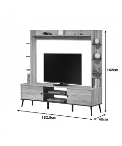 Σύνθετο σαλονιού Zezan pakoworld σε sonoma-ανθρακί απόχρωση 182.5x40x162εκ