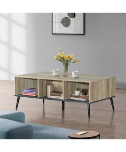 Τραπέζι σαλονιού Zezan pakoworld σε sonoma-ανθρακί απόχρωση 121x60x44.5εκ