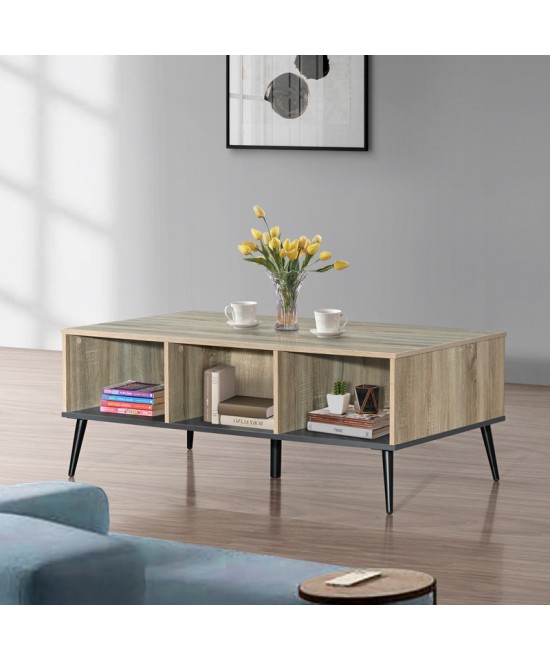 Τραπέζι σαλονιού Zezan pakoworld σε sonoma-ανθρακί απόχρωση 121x60x44.5εκ