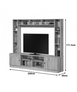 Σύνθετο σαλονιού Ambera pakoworld σε sonoma απόχρωση 200x40x171.5εκ