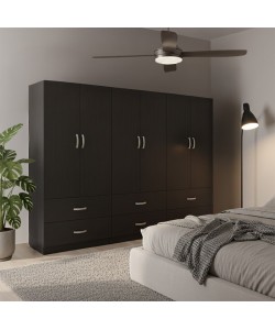 Ντουλάπα εξάφυλλη με συρτάρια Lego pakoworld wenge 240x42x180εκ
