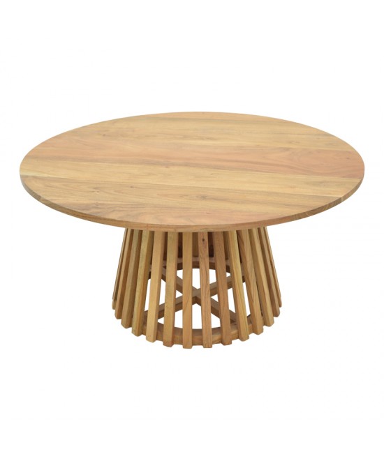 Τραπέζι σαλονιού Radiane pakoworld μασίφ ξύλο ακακίας σε φυσική απόχρωση Φ80x40εκ