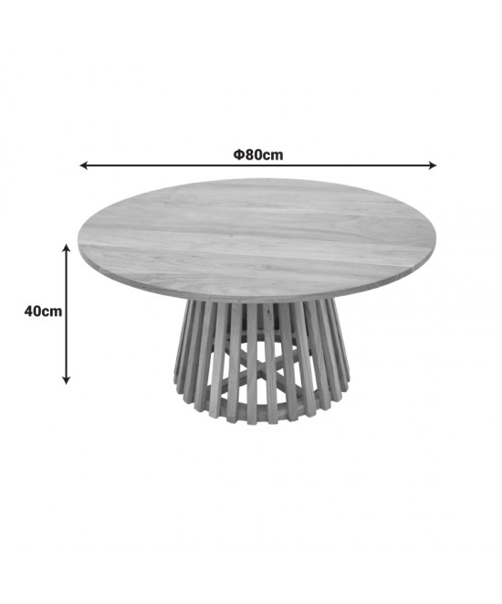 Τραπέζι σαλονιού Radiane pakoworld μασίφ ξύλο ακακίας σε φυσική απόχρωση Φ80x40εκ