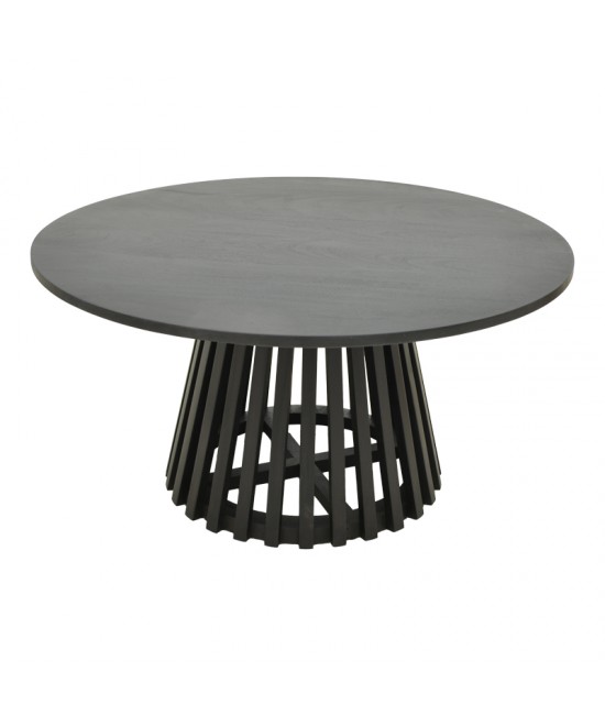 Τραπέζι σαλονιού Radiane pakoworld μασίφ ξύλο ακακίας σε μαύρη απόχρωση Φ80x40εκ