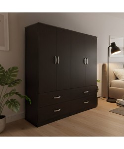 Ντουλάπα τετράφυλλη με συρτάρια Lego pakoworld wenge 160x42x180εκ