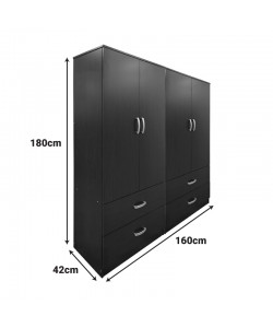 Ντουλάπα τετράφυλλη με συρτάρια Lego pakoworld wenge 160x42x180εκ