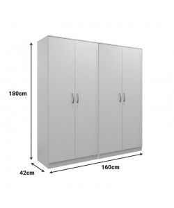 Ντουλάπα τετράφυλλη Lego Ι pakoworld λευκή 160x42x180εκ