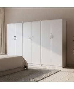 Ντουλάπα εξάφυλλη Lego ΙΙ pakoworld λευκή 240x42x180εκ