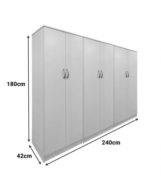 Ντουλάπα εξάφυλλη Lego ΙΙ pakoworld λευκή 240x42x180εκ