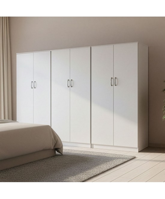 Ντουλάπα εξάφυλλη Lego ΙΙ pakoworld λευκή 240x42x180εκ