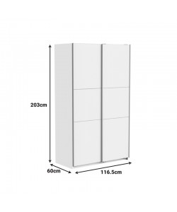 Ντουλάπα ρούχων Kawen pakoworld δίφυλλη με συρόμενες πόρτες λευκό 116.5x60x203εκ Ντουλάπα ρούχων Kawen pakoworld δίφυλλη με συρόμενες πόρτες λευκό 116.5x60x203εκ
