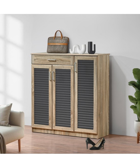 Παπουτσοθήκη-ντουλάπι Sante pakoworld 30 ζεύγων σε sonoma-ανθρακί απόχρωση 120x37x123εκ