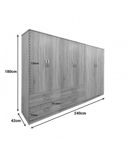 Ντουλάπα εξάφυλλη Lego pakoworld sonoma 240x42x180εκ Ντουλάπα εξάφυλλη Lego pakoworld sonoma 240x42x180εκ