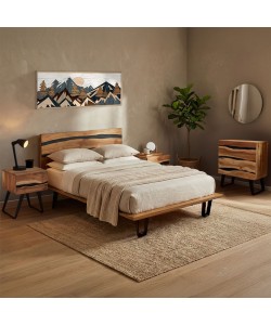 Σετ κρεβατοκάμαρας Imena pakoworld 4τεμ μασίφ ξύλο 160x200εκ