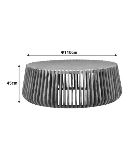 Τραπέζι σαλονιού Mable pakoworld mango ξύλο σε φυσική απόχρωση με επιφάνεια μαρμάρου Φ120x45εκ