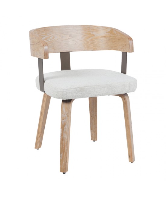 Πολυθρόνα Anesy pakoworld μέταλλο-ξύλο με ύφασμα σε μπεζ απόχρωση 53.5x51x72εκ