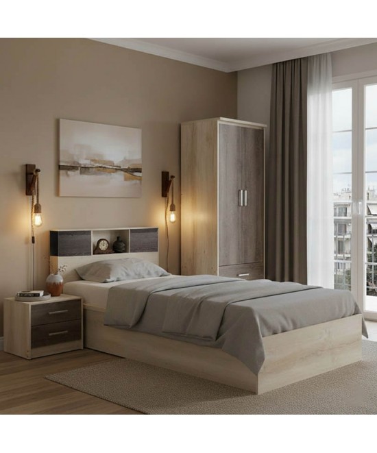 Σετ Κρεβατοκάμαρας Olympus Castillo Toro με Κρεβάτι 120x200εκ Σετ 3τεμ