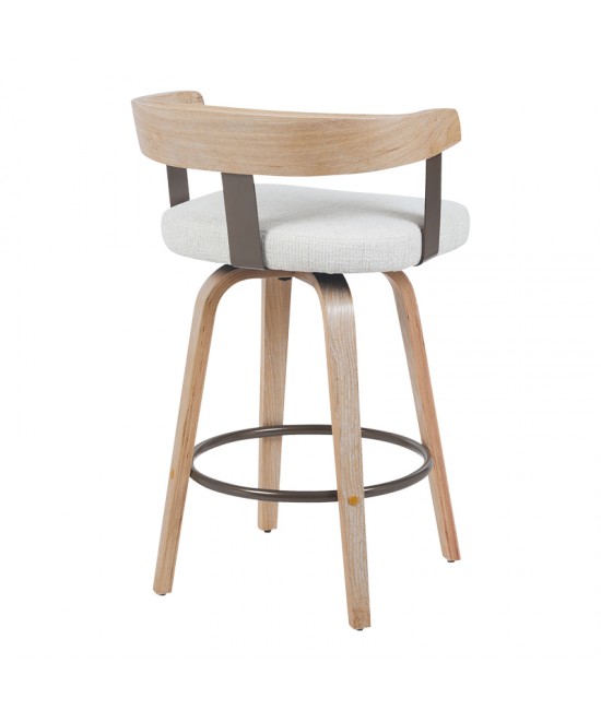 Σκαμπό μπαρ Anesy pakoworld περιστρεφόμενο μεσαίου μεγέθους μέταλλο-ξύλο με ύφασμα σε μπεζ απόχρωση 54x50x85εκ