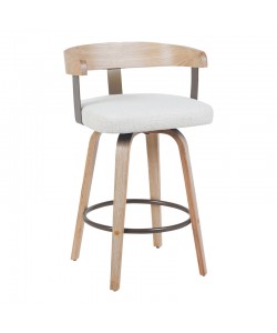 Σκαμπό μπαρ Anesy pakoworld περιστρεφόμενο μεσαίου μεγέθους μέταλλο-ξύλο με ύφασμα σε μπεζ απόχρωση 54x50x85εκ