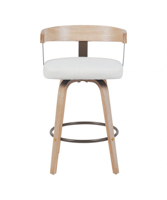 Σκαμπό μπαρ Anesy pakoworld περιστρεφόμενο μεσαίου μεγέθους μέταλλο-ξύλο με ύφασμα σε μπεζ απόχρωση 54x50x85εκ