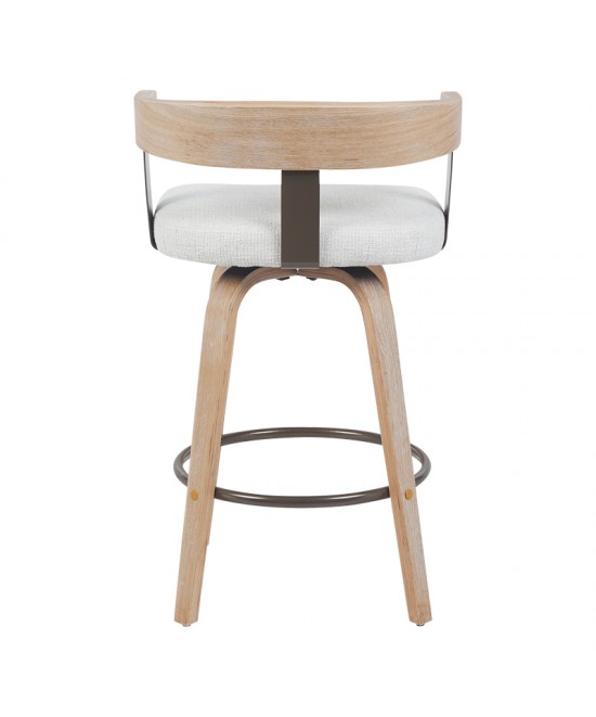 Σκαμπό μπαρ Anesy pakoworld περιστρεφόμενο μεσαίου μεγέθους μέταλλο-ξύλο με ύφασμα σε μπεζ απόχρωση 54x50x85εκ