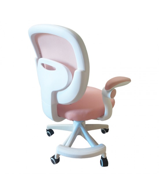 Καρέκλα γραφείου παδική Bernu pakoworld ύφασμα mesh σε ροζ απόχρωση 47x56x80-90εκ