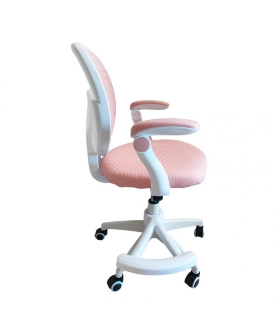 Καρέκλα γραφείου παδική Bernu pakoworld ύφασμα mesh σε ροζ απόχρωση 47x56x80-90εκ
