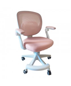 Καρέκλα γραφείου παδική Bernu pakoworld ύφασμα mesh σε ροζ απόχρωση 47x56x80-90εκ