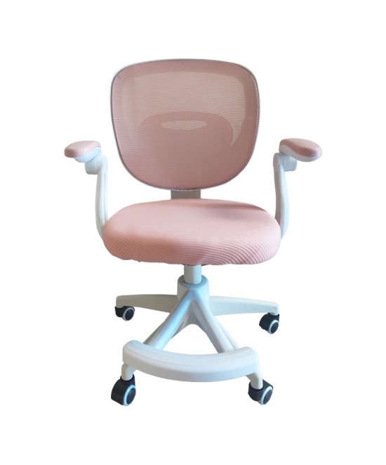 Καρέκλα γραφείου παδική Bernu pakoworld ύφασμα mesh σε ροζ απόχρωση 47x56x80-90εκ