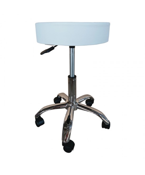 Σκαμπό γραφείου-εργασίας τροχήλατο Tebere pakoworld pu σε λευκή απόχρωση 35x35x45-57εκ