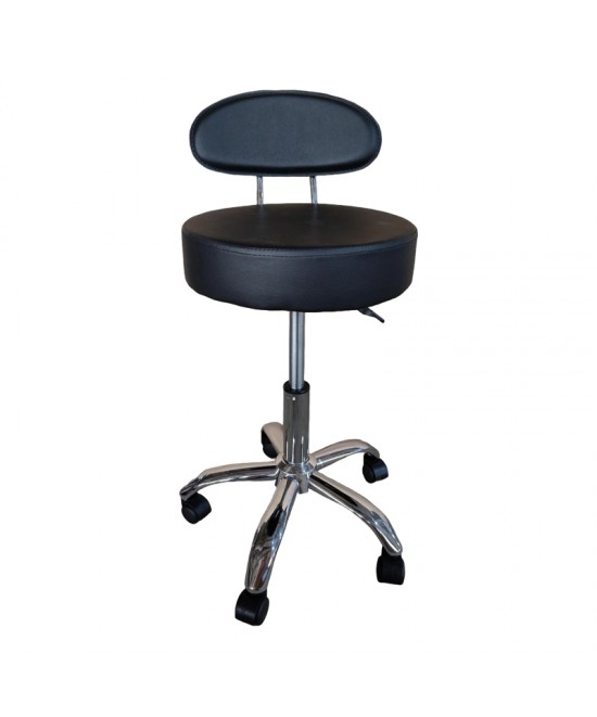 Σκαμπό γραφείου-εργασίας τροχήλατο με πλάτη Tebere pakoworld pu σε μαύρη απόχρωση 35x35x65-77εκ