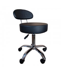 Σκαμπό γραφείου-εργασίας τροχήλατο με πλάτη Tebere pakoworld pu σε μαύρη απόχρωση 35x35x65-77εκ