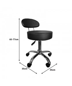 Σκαμπό γραφείου-εργασίας τροχήλατο με πλάτη Tebere pakoworld pu σε μαύρη απόχρωση 35x35x65-77εκ