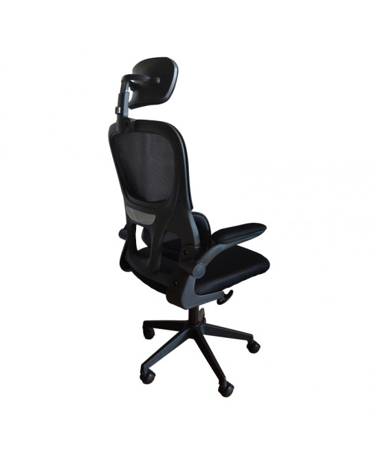 Καρέκλα γραφείου Recko pakoworld ύφασμα mesh σε μαύρη απόχρωση 56x62x116-125εκ